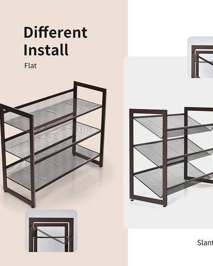 3-Tier Metal Shoe Rack, Shoe Storage Organizer - Giantexus