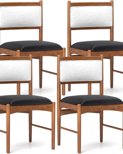 Giantex Wooden Dining Chairs, Upholstered Kitchen Chairs w/Rubber Wood Frame & Faux Leather Padded Seat