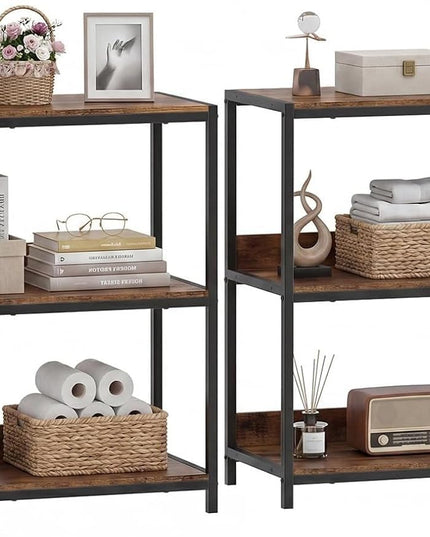 Giantex Industrial 3-Tier Small Bookshelf with Wooden Shelves and Metal Frame (1/2)