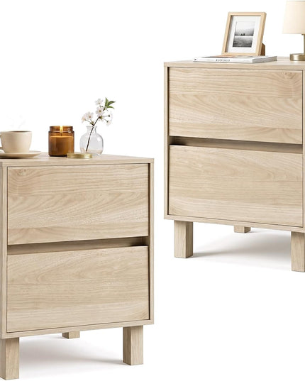 Giantex Wood Night Stand w/2 Storage Drawers & Anti-Tipping Device (1/2)