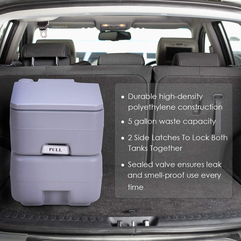 Giantex Portable Toilet 5 Gallon with Waste Tank, Built-in Rotating Spout