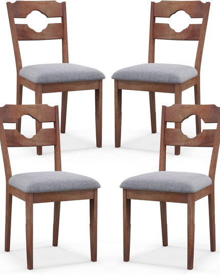 Giantex Wooden Dining Chairs Set of 2/4, Rubber Wood Dinner Chair w/Hollowed Backrest & Padded Seat