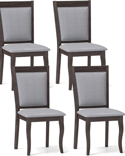 Giantex Wood Dining Chairs Set of 2/4, Farmhouse Upholstered Kitchen Chairs w/Rubber Wood Frame