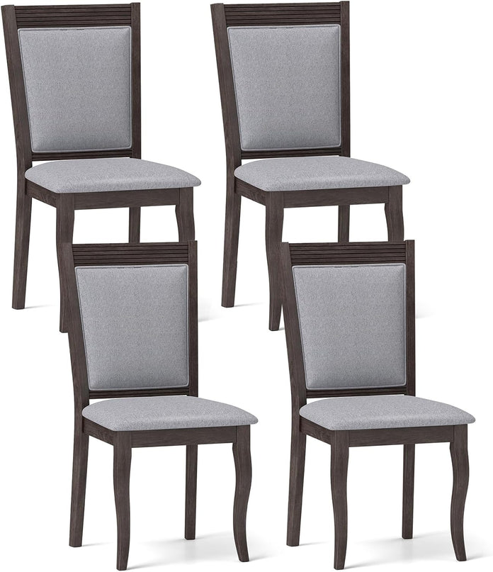 Giantex Wood Dining Chairs Set of 2/4, Farmhouse Upholstered Kitchen Chairs w/Rubber Wood Frame