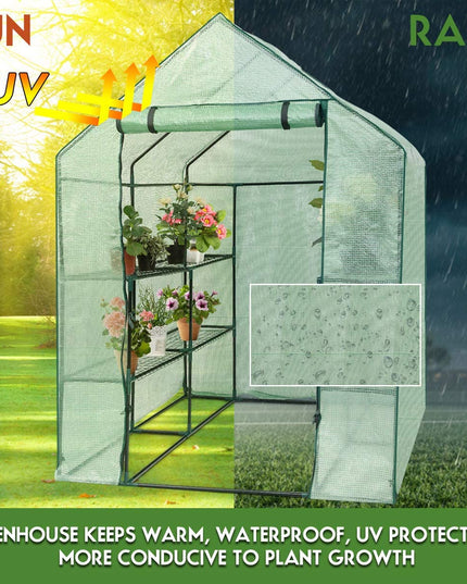 Outdoor Portable Greenhouse Mini Walk in 3 Tiers 8 Shelves Stands