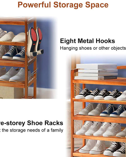 5-Tier Wood Shoe Rack Entryway Shoe Shelf Storage Organizer - Giantex