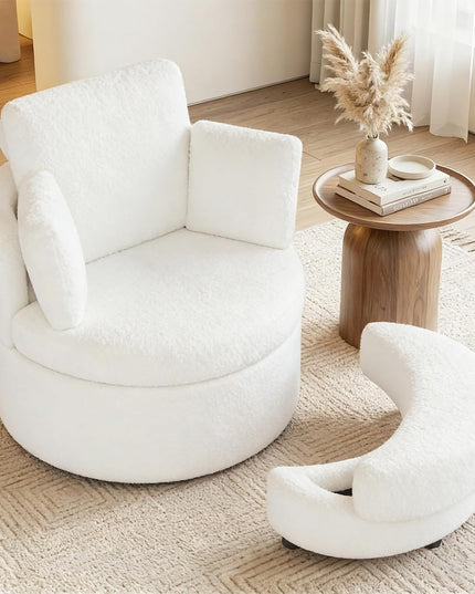 Fauteuil pivotant Giantex 360° avec pouf de rangement demi-lune