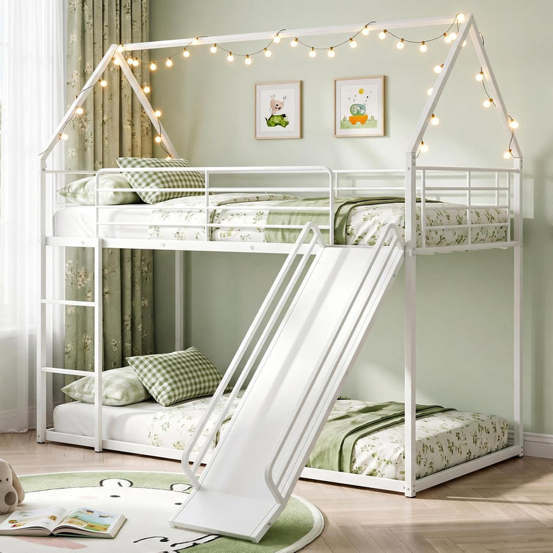 Giantex Twin Over Twin Bunk Bed with Slide & Ladder