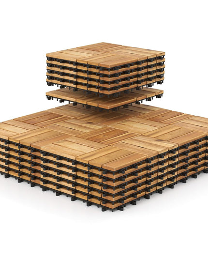 Giantex 30 PCS Acacia Wood Interlocking Patio Deck Tiles