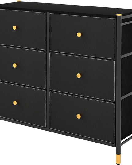 Giantex Dresser for Bedroom with 5 Storage Drawers - Fabric Dresser Tower with Metal Frame, Fabric Bins