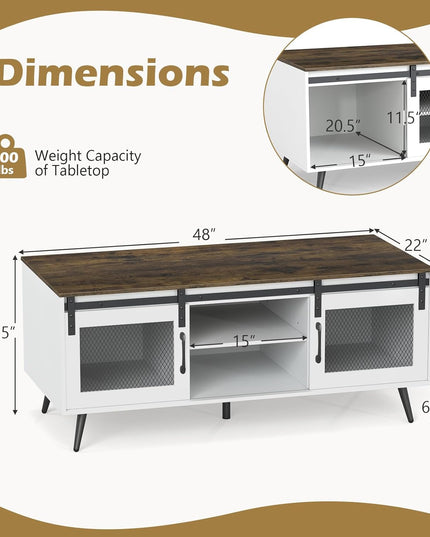 Giantex 48" Farmhouse Coffee Table with Sliding Doors