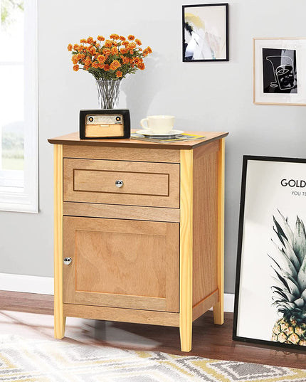 Wooden End Table W/Shelf - Giantex