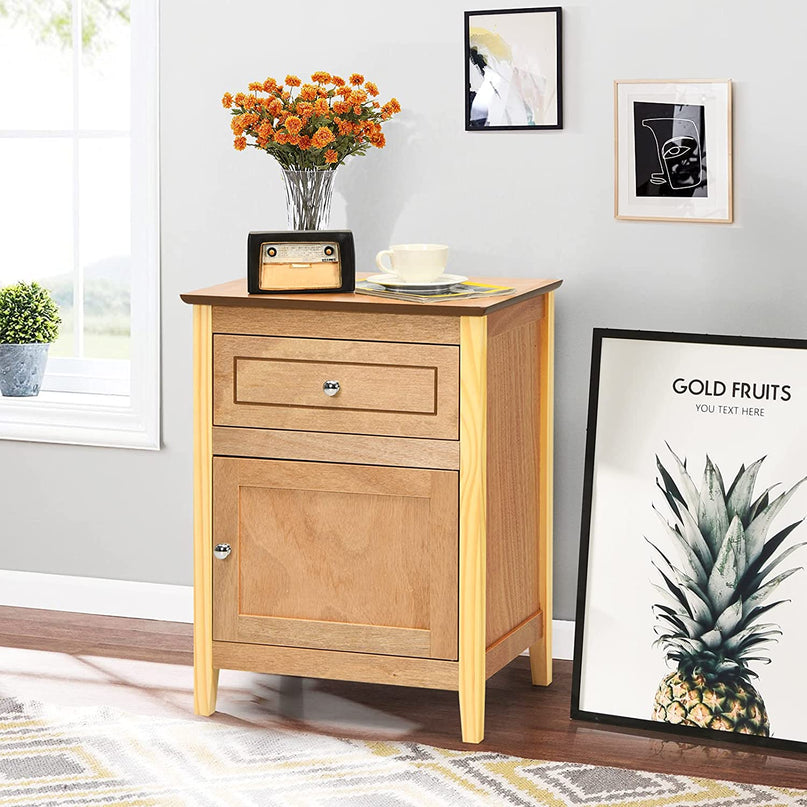 Wooden End Table W/Shelf - Giantex