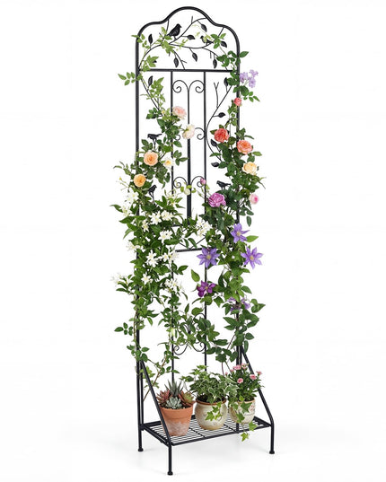 Giantex Metal Garden Trellis for Climbing Plants with Foldable Bottom Shelf (1/2)