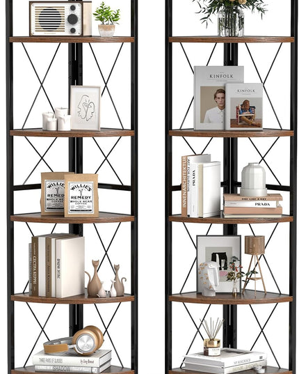 Giantex 5-Tier Corner Shelf, 63" Tall Corner Bookshelf, Freestanding Storage Rack w/Metal Frame