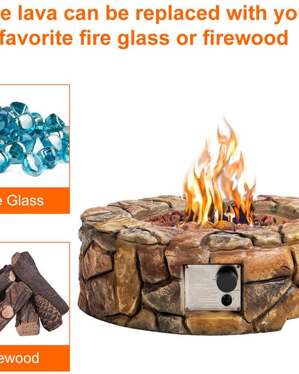 Gas Fire Pit, 28 Inch 40,000 BTU Propane Fire Pit Outdoor