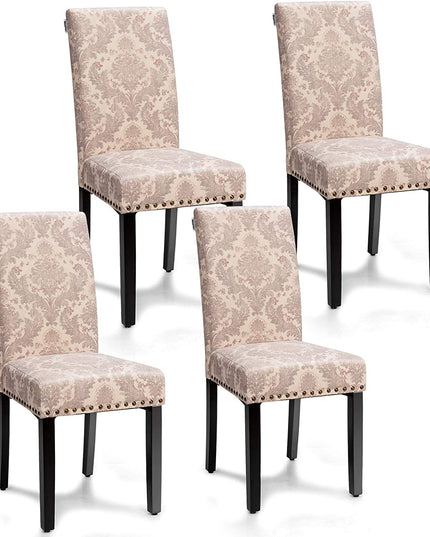 Upholstered Dining Chairs Set of 2 or 4, Fabric Side Chairs w/Wood Legs