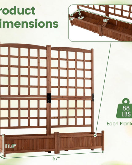 Giantex Wooden Raised Garden Bed with Trellis