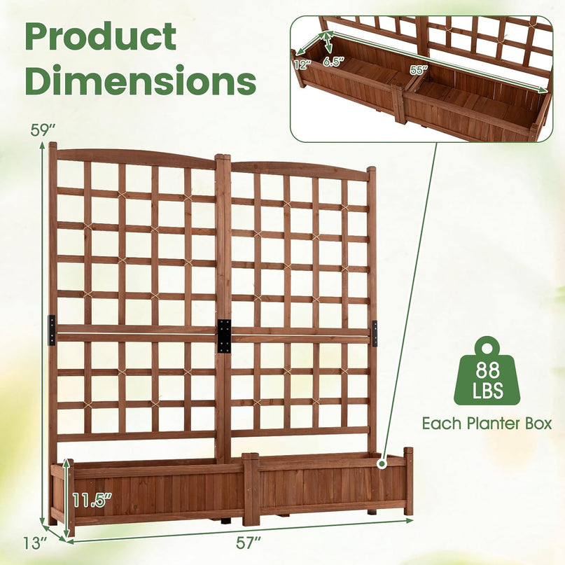 Giantex Wooden Raised Garden Bed with Trellis