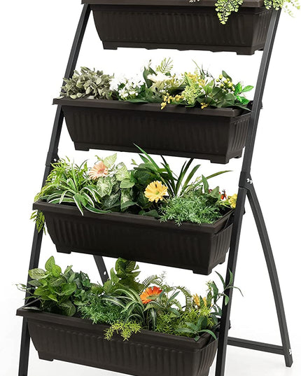 Giantex 2 Pcs 4.1FT Vertical Raised Garden Bed, 4-Tier Elevated Planter Box