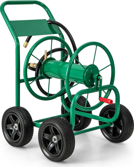 Dévidoir de tuyau d'arrosage Giantex - Chariot pour tuyau d'eau avec 4 roues et poignée antidérapante