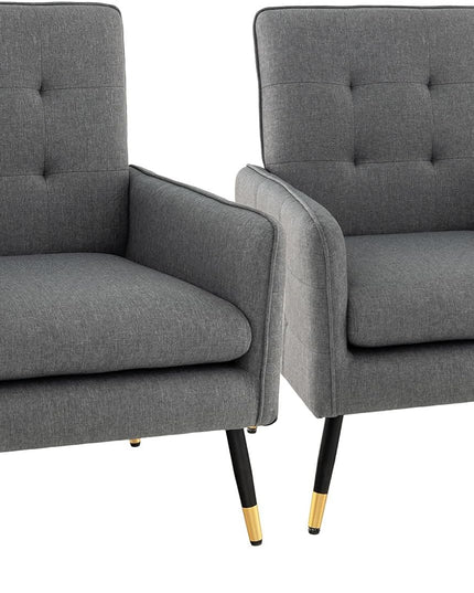 Giantex Modern Mid-Century Accent Chair - Upholstered Armchair with Tufted Back, Metal Legs