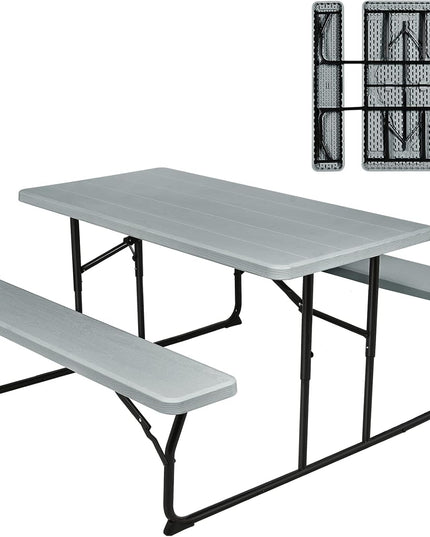 Giantex Folding Outdoor Dining Table Set, Large Camping Table for Patio Deck Lawn
