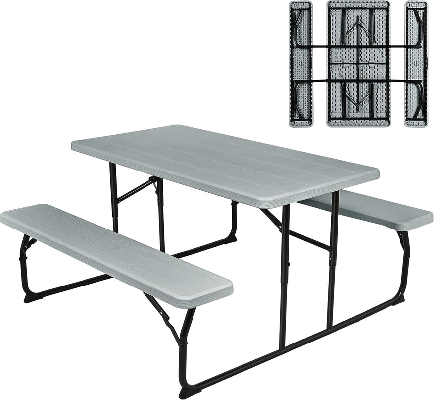 Giantex Folding Outdoor Dining Table Set, Large Camping Table for Patio Deck Lawn