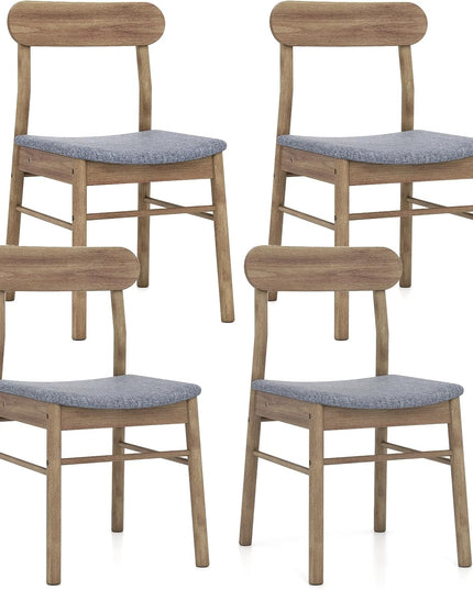 Giantex Fabric Upholstered Wooden Dining Chairs Set w/Padded Curved Seat