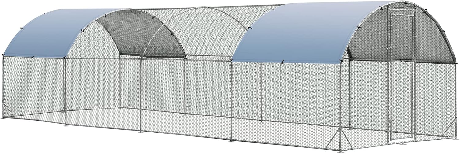 Giantex Large Metal Chicken Coop, Dome Shaped Poultry Cage Hen Run House Rabbits Habitat for Backyard Farm Outdoor
