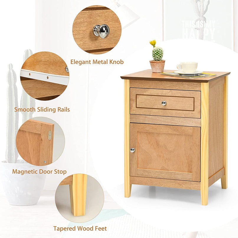 Wooden End Table W/Shelf - Giantex