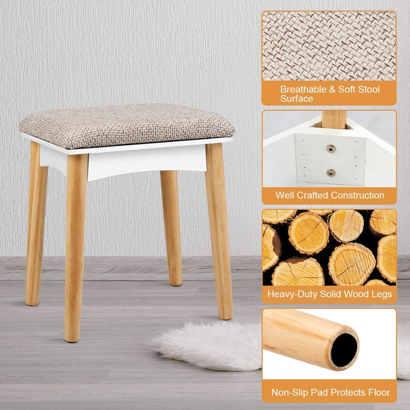 CHARMAID | Makeup Vanity Set with 6 Drawers, White - Giantexus