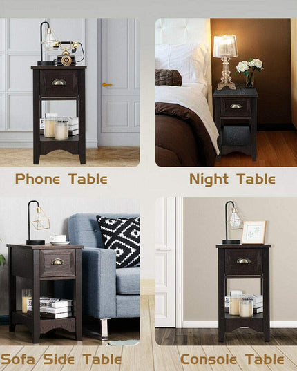 Chair Side End Table with Drawer - Giantexus