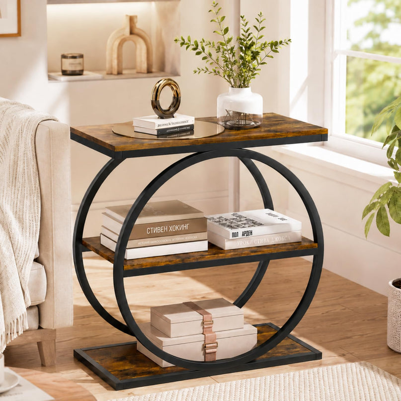 GIANTEX 3-Tier Faux Marble Narrow End Table with Storage (1/2)