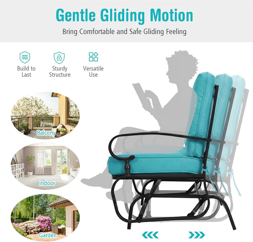 Giantex Outdoor Glider Bench, Patio 2 Person Loveseat with Removable Cushion
