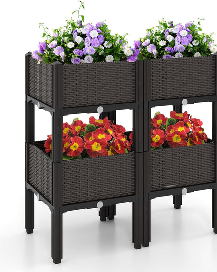 Giantex Raised Garden Bed Elevated Planter Box Kit with Self-Watering System