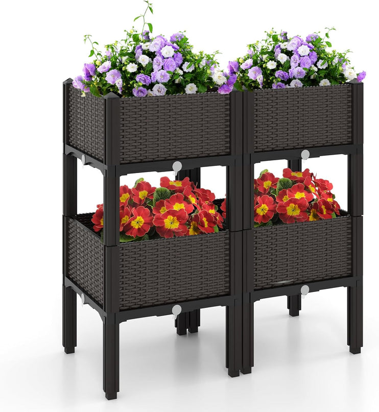 Giantex Raised Garden Bed Elevated Planter Box Kit with Self-Watering System