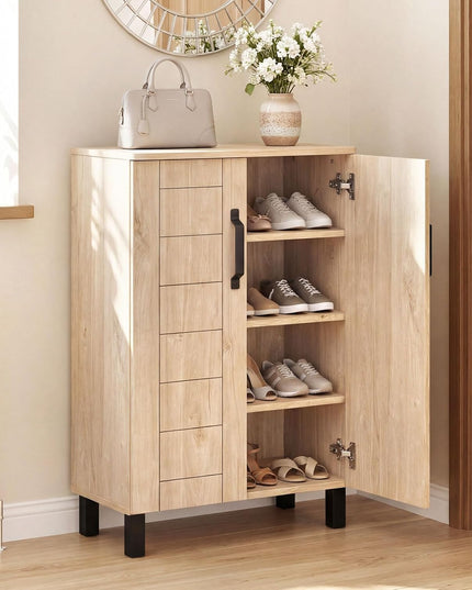 Giantex Armoire à chaussures à 5 niveaux | Meuble d'entrée autoportant en bois avec rangement