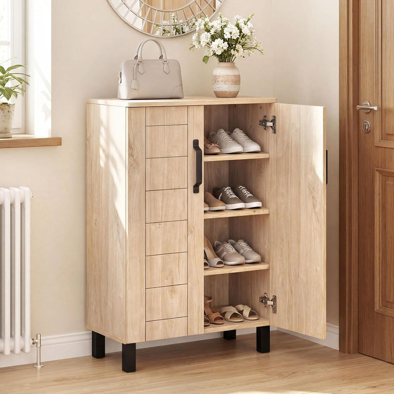 Giantex Armoire à chaussures à 5 niveaux | Meuble d'entrée autoportant en bois avec rangement