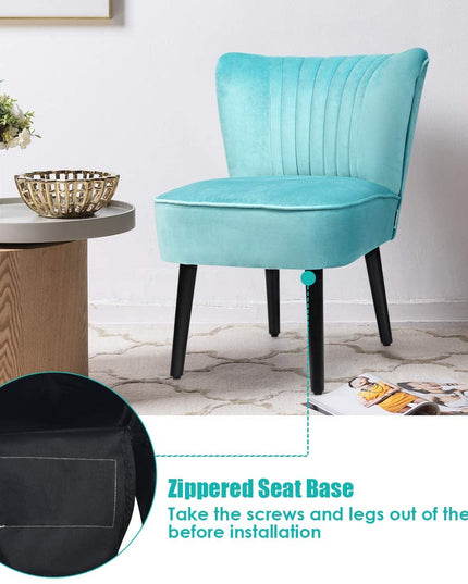 Set of 2 Velvet Accent Chair, Upholstered Modern Leisure Club Chairs w/ Solid Wood Legs - Giantexus