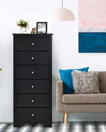 6 Drawer Chest Wooden Dresser Clothes Organizer Bedroom - Giantexus