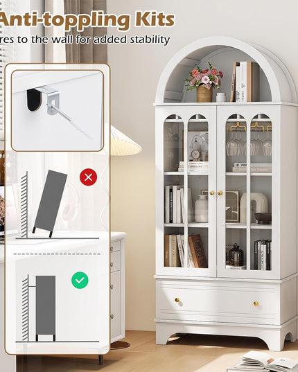 Giantex 71.5" Arched Cabinet, 5-Tier Wooden Pantry Cabinet