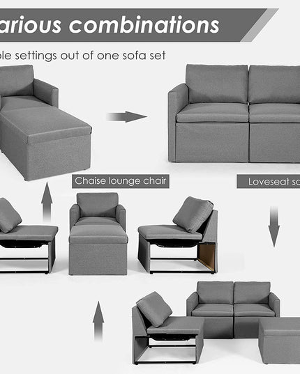 Convertible Sectional Sofa Couch, Modern L-Shaped Sectional Couch 3-Seat Sofa
