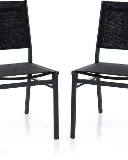 Giantex Outdoor Patio Dining Chair, Armless Dining Chair with Breathable Fabric Seat & Backrest