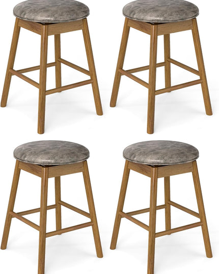 Giantex Tabourets de comptoir sans dossier de 25" avec siège rembourré en cuir PU (Lot de 2/4)