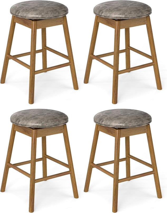 Giantex 25" Backless Counter Height Stools with PU Leather Upholstered Seat (Set of 2/4)