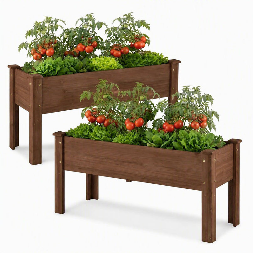 Jardinière en bois sur pieds, 120,65 cm L x 43,18 cm l x 50,8 cm H