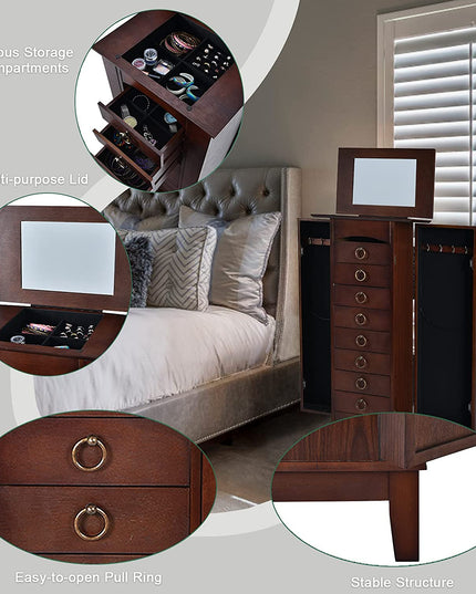 Jewelry Cabinet with Top Compartment Bedroom Armoire with Large Storage