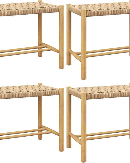 Giantex Wood Stools Set of 2, 18" Tall Boho Backless Stool Chairs with Rubber Wood Legs