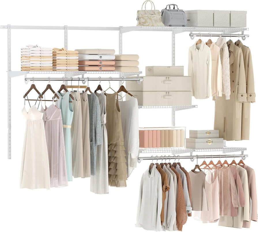 Giantex 4-8 FT Wall-Mounted Closet Shelves and Rod for Laundry Bedroom
